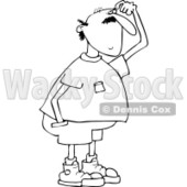 Clipart of a Black and White Man Scratching His Head - Royalty Free Vector Illustration © djart #1240568