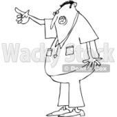 Clipart of a Black and White Angry Man Yelling and Pointing - Royalty Free Vector Illustration © djart #1241020