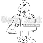 Clipart of a Black and White Senior Lady with Her Hair in a Bun - Royalty Free Vector Illustration © djart #1241021