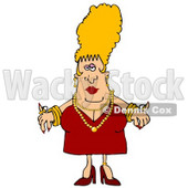 Glamorous Busty Blond Woman With High Hair, Wearing a Red Dress and Decked Out in Gold Jewelry Clipart Illustration © djart #12420