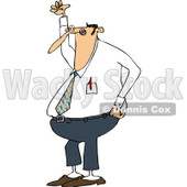 Clipart of a Mad Chubby Caucasian Businessman Shouting and Holding up a Fist - Royalty Free Vector Illustration © djart #1242882