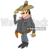 Clipart of a Chubby Cowboy Tipping His Hat - Royalty Free Illustration © djart #1243197