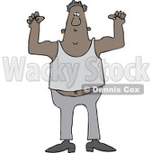 Clipart of a Chubby African American Man Flexing His Muscles - Royalty Free Vector Illustration © djart #1243199