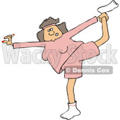 Clipart of a Chubby White Woman Stretching or Doing Yoga - Royalty Free Vector Illustration © djart #1243204