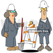 Clipart of Male and Female Construction Workers at a Manhole - Royalty Free Illustration © djart #1243847