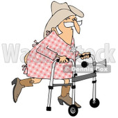 Clipart of a Senior Cowboy Man Using a Walker - Royalty Free Illustration © djart #1244185