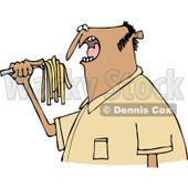 Clipart of a Hispanic Man Eating Spaghetti - Royalty Free Vector Illustration © djart #1244186