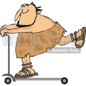 Clipart of a Caveman on a Scooter - Royalty Free Vector Illustration © djart #1251018