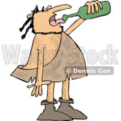 Clipart of a Caveman Drinking Wine from a Bottle - Royalty Free Vector Illustration © djart #1253043