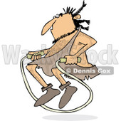 Clipart of a Caveman Exercising with a Jump Rope - Royalty Free Vector Illustration © djart #1253046