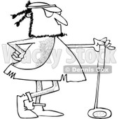 Clipart of a Black and White Caveman Golfer with a Club - Royalty Free Vector Illustration © djart #1253946