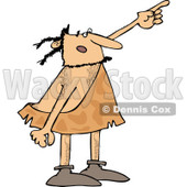 Clipart of a Caveman Pointing Upwards - Royalty Free Vector Illustration © djart #1254022