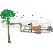 Clipart of a Caveman Holding onto a Snake on a Tree in a Wind Storm - Royalty Free Vector Illustration © djart #1254843