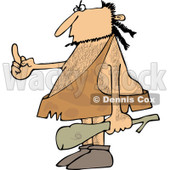 Clipart of a Hairy Caveman Holding a Club and Flipping the Bird - Royalty Free Vector Illustration © djart #1255029