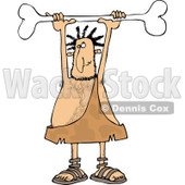 Clipart of a Caveman Holding a Bone Above His Head - Royalty Free Vector Illustration © djart #1256076