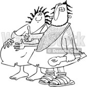 Clipart of a Black and White Happy Expecting Pregnant Caveman Couple - Royalty Free Vector Illustration © djart #1258130