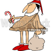 Clipart of a Hairy Caveman Santa - Royalty Free Vector Illustration © djart #1261824