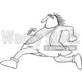 Clipart of a Black and White Hairy Caveman Running - Royalty Free Vector Illustration © djart #1264571