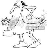 Clipart of a Black and White Hairy Caveman Farting - Royalty Free Vector Illustration © djart #1265328