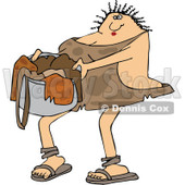 Clipart of a Cavewoman Carrying a Basket of Laundry - Royalty Free Vector Illustration © djart #1265331