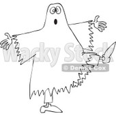Clipart of a Black and White Halloween Ghost Dancing - Royalty Free Vector Illustration © djart #1267143