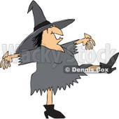 Clipart of a Chubby Halloween Witch Dancing - Royalty Free Vector Illustration © djart #1267147