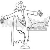 Clipart of a Black and White Halloween Dracula Vampire Dancing - Royalty Free Vector Illustration © djart #1267148