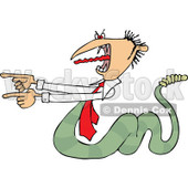 Clipart of a Toxic Caucasian Businessman Boss Snake Screaming and Pointing - Royalty Free Vector Illustration © djart #1269087