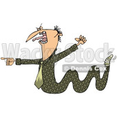 Clipart of a Toxic Caucasian Businessman Boss Snake Screaming, Waving a Fist and Pointing - Royalty Free Illustration © djart #1269088