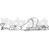 Clipart of a Black and White Drunk Businessman Passed out on the Floor with His Butt up in the Air - Royalty Free Vector Illustration © djart #1270896