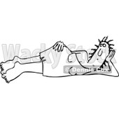 Clipart of a Black and White Cavewoman Laying on Her Side - Royalty Free Vector Illustration © djart #1271616