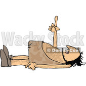 Clipart of a Caveman Laying on His Back and Pointing Upwards - Royalty Free Vector Illustration © djart #1271619