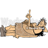 Clipart of a Cave Woman by a Man Laying on His Back and Poinging Upwards - Royalty Free Vector Illustration © djart #1271620