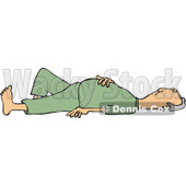 Clipart of a Caucasian Man Laying on His Back with His Hand over His Belly - Royalty Free Vector Illustration © djart #1271622