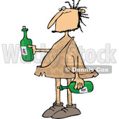 Clipart of a Hairy Caveman Holding Wine Bottles - Royalty Free Vector Illustration © djart #1273855