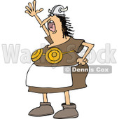 Clipart of a Mad Shouting Viking Woman in an Apron and Bra - Royalty Free Vector Illustration © djart #1274409