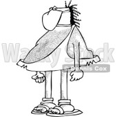 Clipart of a Black and White Hairy Caveman Wearing a Mask - Royalty Free Vector Illustration © djart #1278096