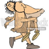 Clipart of a Hairy Caveman Carrying a Woman over His Shoulder - Royalty Free Vector Illustration © djart #1279573