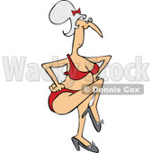 Clipart of a Senior Caucasian Woman Dancing in a Bikini - Royalty Free Vector Illustration © djart #1283174