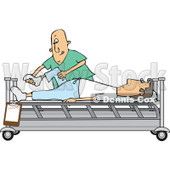 Clipart of a White Male Nurse Helping a Guy Patient Stretch for Physical Therapy Recovery in a Hospital Bed - Royalty Free Vector Illustration © djart #1283186