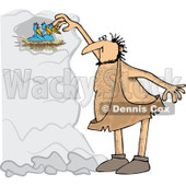 Clipart Cartoon of a Hairy Caveman Reaching for Birds in a Nest - Royalty Free Vector Illustration © djart #1285609