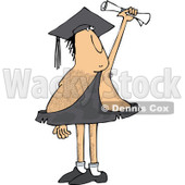Clipart of a Hairy Caveman Graduate Holding up a Certificate - Royalty Free Vector Illustration © djart #1287474