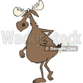 Clipart of a Moose Walking Upright and Farting - Royalty Free Vector Illustration © djart #1287479