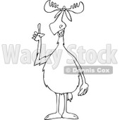 Clipart of a Black and White Knowledgeable Moose Making a Point - Royalty Free Vector Illustration © djart #1288105