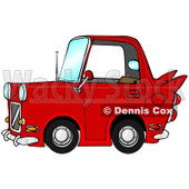 Clipart of a Compact Red Car with a Vintage Flair - Royalty Free Illustration © djart #1289685