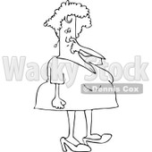 Clipart of a Chubby Black and White Woman Picking Her Nose - Royalty Free Vector Illustration © djart #1290059