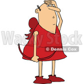 Clipart of a White Male Cupid Holding a Bow and Looking up to Watch His Arrow - Royalty Free Vector Illustration © djart #1290744