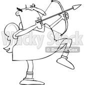 Clipart of a Chubby Black and White Cupid Aiming an Arrow - Royalty Free Vector Illustration © djart #1290747