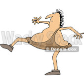 Clipart of a Walking Caveman Taking High Steps - Royalty Free Vector Illustration © djart #1290755