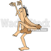 Clipart of a Caveman in a Karate Crane Stance - Royalty Free Vector Illustration © djart #1290756